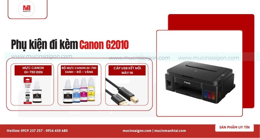 Phụ kiện đi kèm máy in Canon G2010