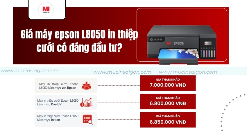 Giá máy in Epson L8050 xứng đáng để đầu tư in thiệp cưới