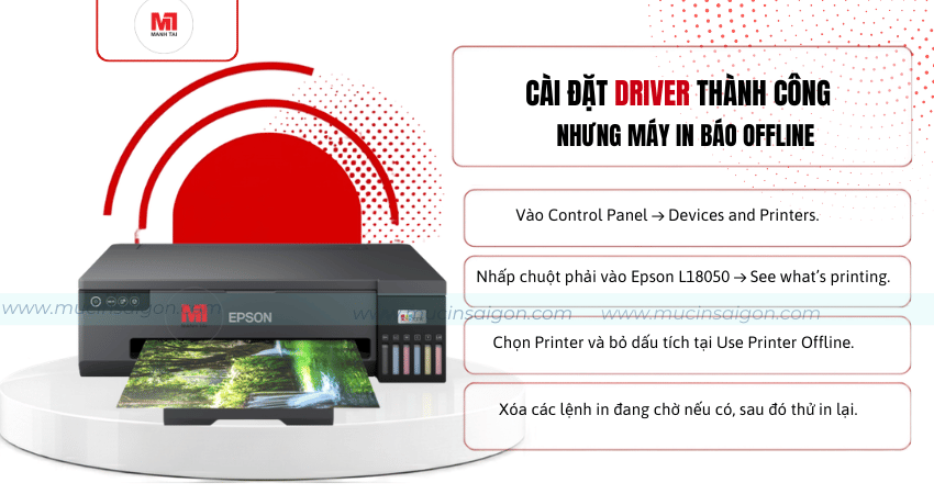 Cách khắc phục Epson L18050 báo Offline sau khi cài Driver