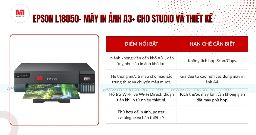 Epson L18050 – Phù hợp studio ảnh, thiết kế và in khổ A3+