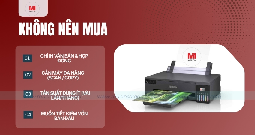 Điều kiện không nên mua máy in Epson L18050