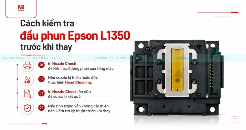 Cách kiểm tra đầu phun Epson L1350 trước khi thay
