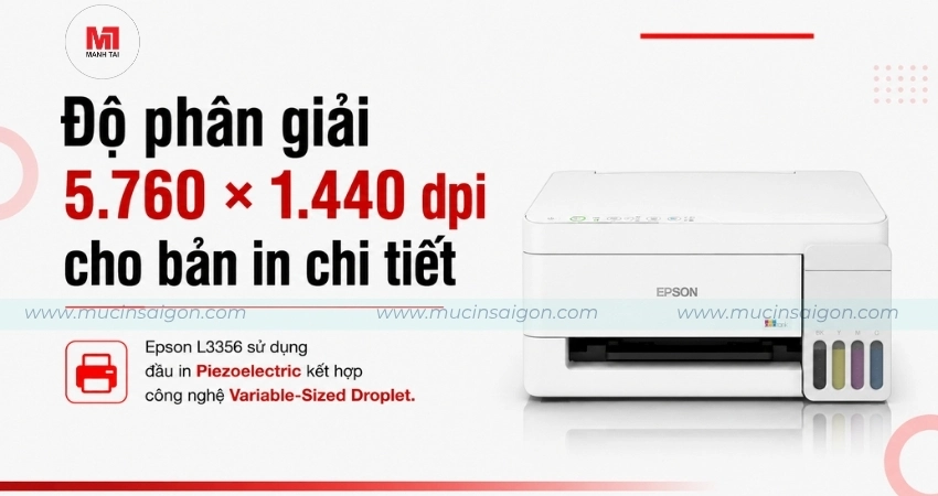 Độ phân giải 5.760 × 1.440 dpi cho bản in chi tiết