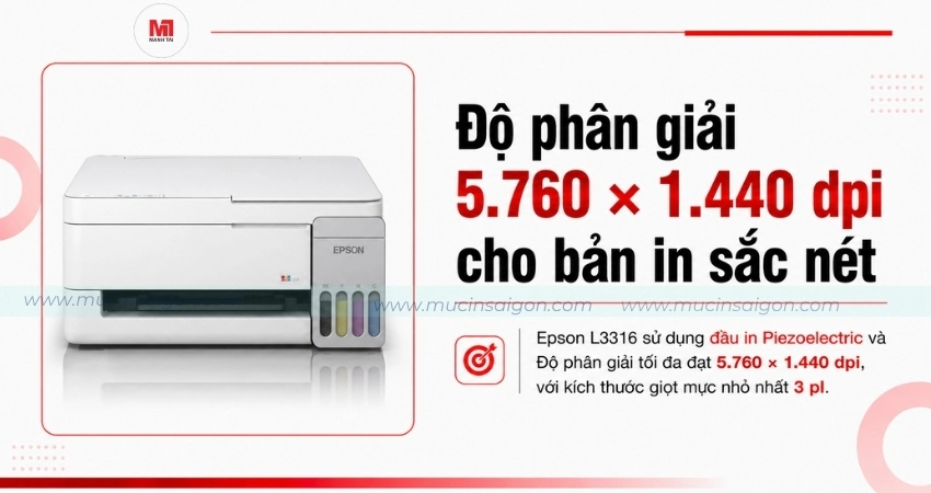 Độ phân giải 5.760 × 1.440 dpi cho bản in chi tiết