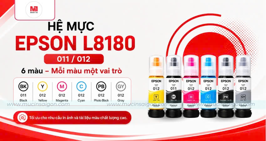 Hệ mực Epson L8180 011 012 6 màu