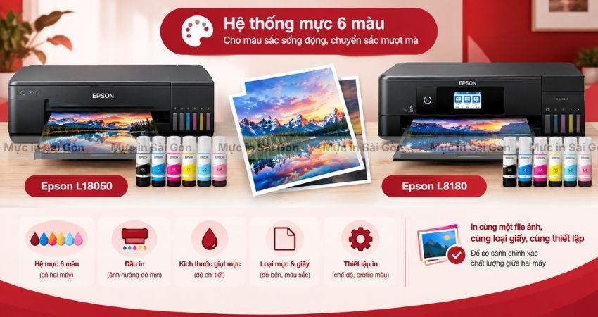 Hệ thống mực và chất lượng in ảnh của Epson L18050 và L8180