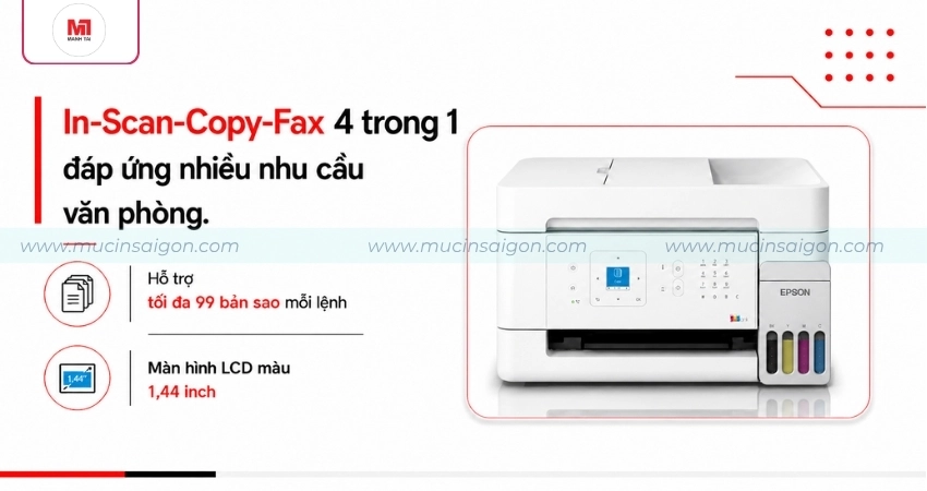 4 trong 1: In – Scan – Copy – Fax tiện lợi