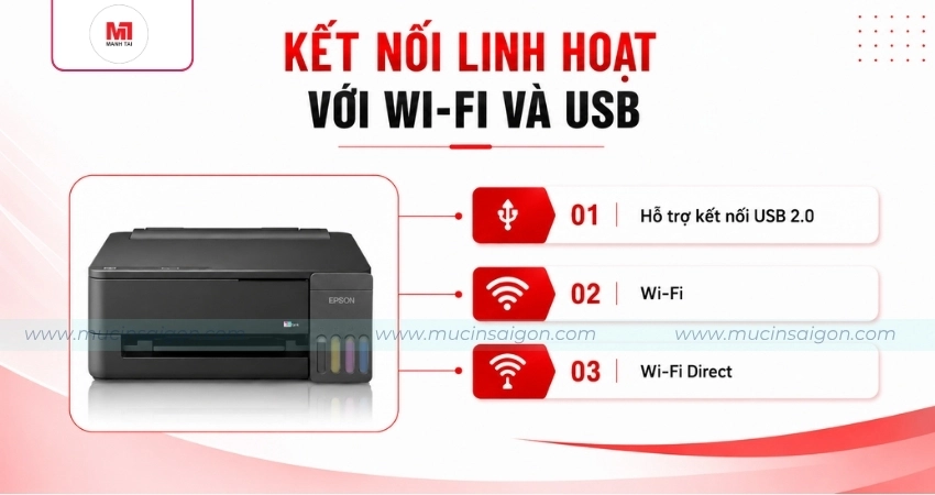 WiFi và USB giúp Epson L1350 kết nối linh hoạt