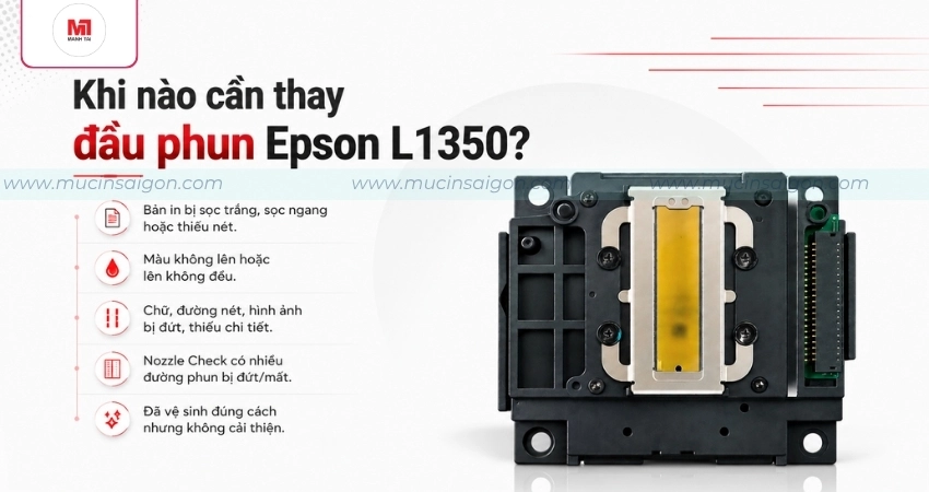 Khi nào cần thay đầu phun Epson L1350?