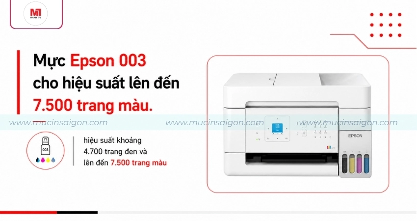 Mực Epson 003 in đến 7.500 trang màu