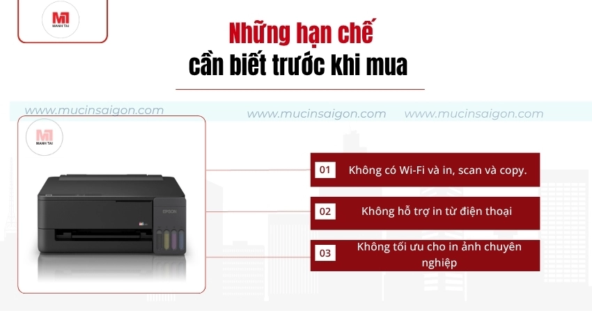 Epson L1310 vẫn có một số hạn chế cần cân nhắc
