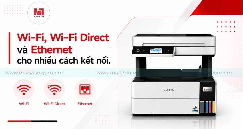 L6460 có Wi-Fi, Wi-Fi Direct và Ethernet cho nhiều cách kết nối
