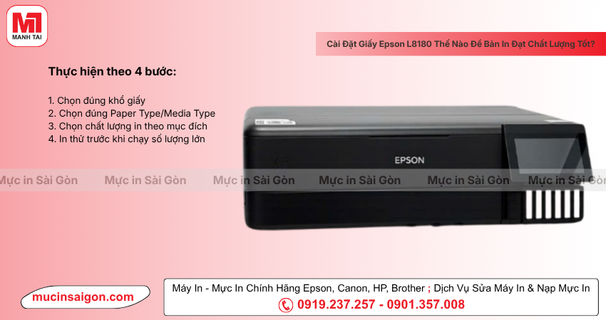 Chọn Đúng Giấy, Cài Đúng Thiết Lập Trên Epson L8180