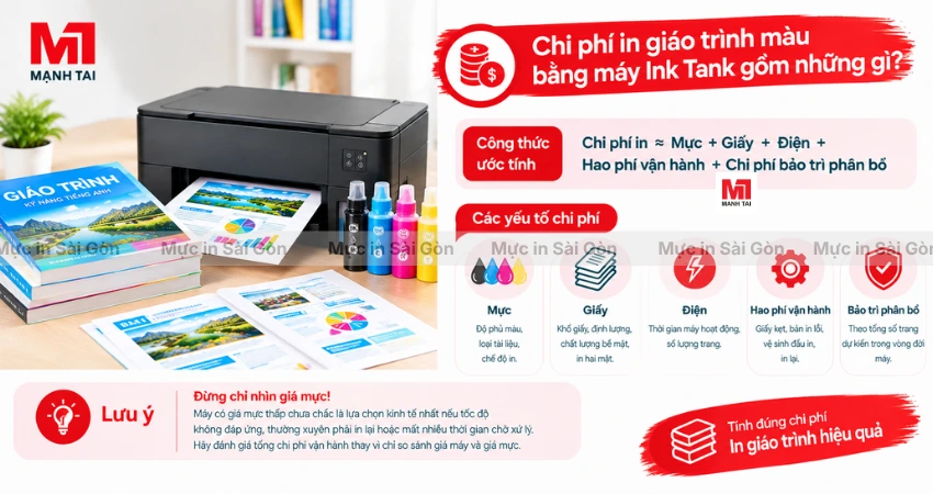 Các Khoản Chi Phí Khi In Giáo Trình Màu Bằng Ink Tank