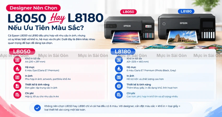 Ưu Tiên Màu Sắc, Designer Nên Chọn Epson L8050 Hay L8180?