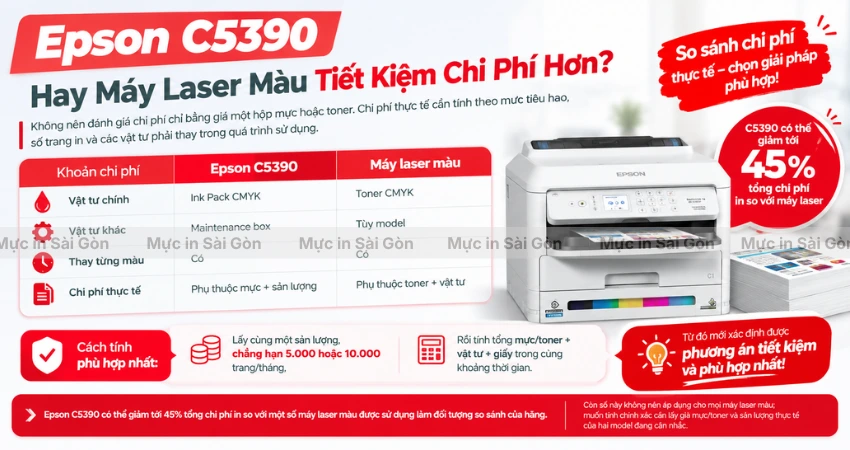 Epson C5390 Hay Máy In Laser Màu: Phương Án Nào Tiết Kiệm Hơn?