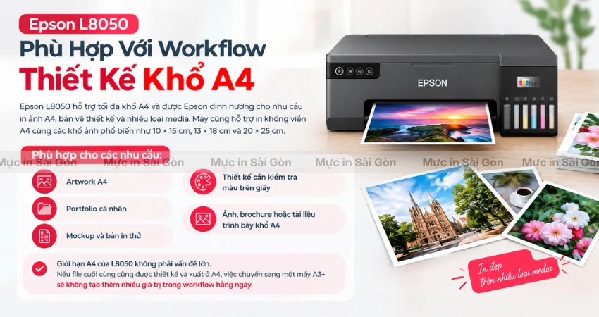 Epson L8050 Có Phù Hợp Với Workflow Thiết Kế Khổ A4?