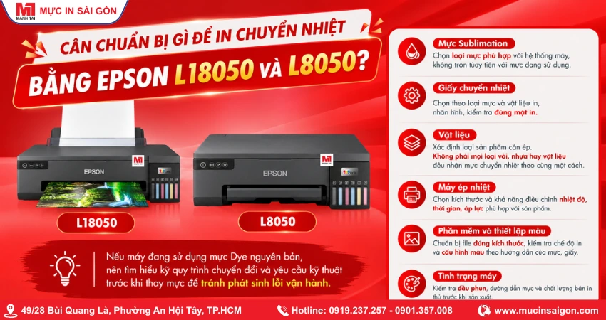 Chuẩn Bị Máy Và Vật Tư In Chuyển Nhiệt Cho L8050, L18050